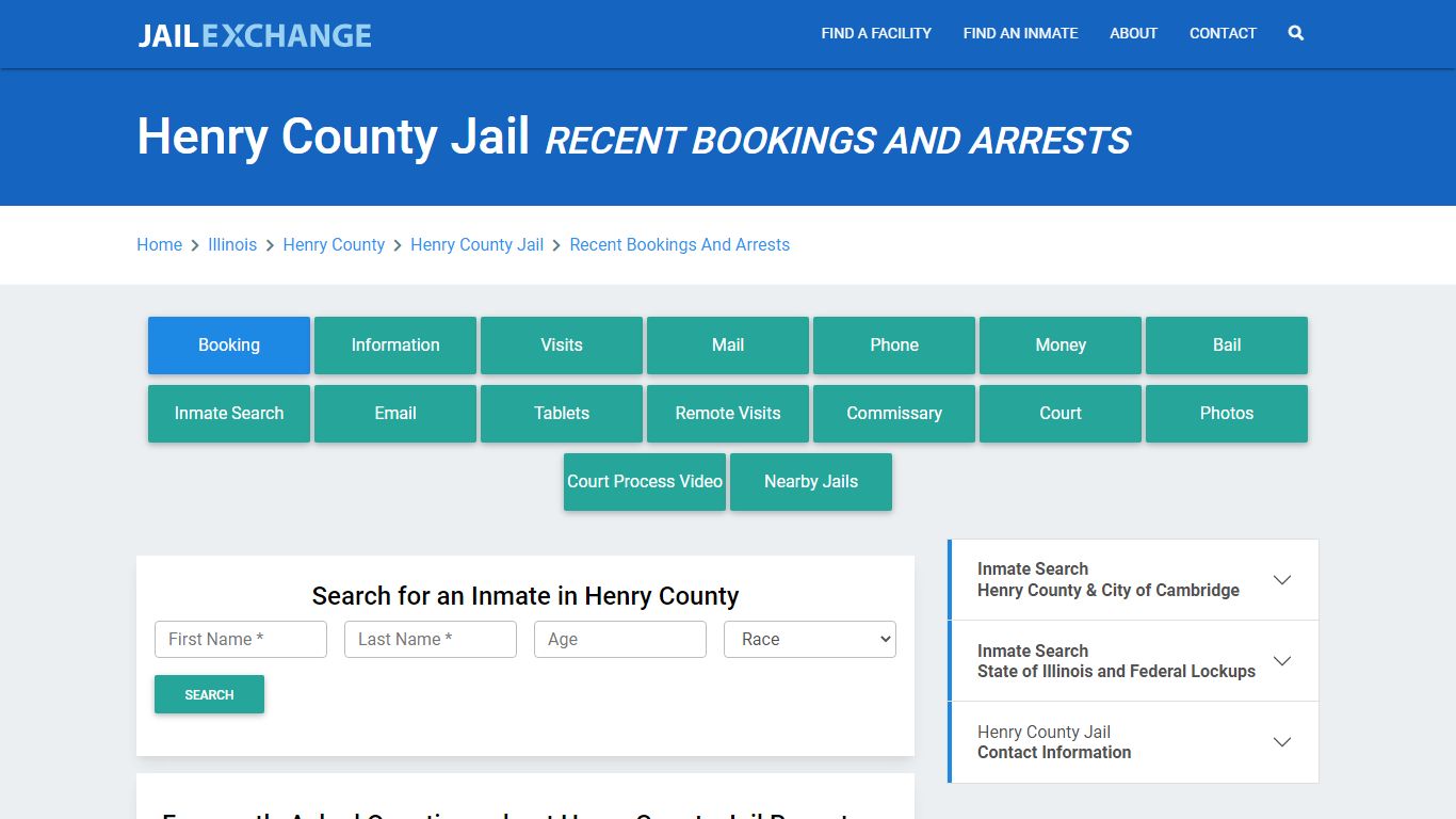 Henry County Jail IL Recent Arrests and Bookings - Jail Exchange